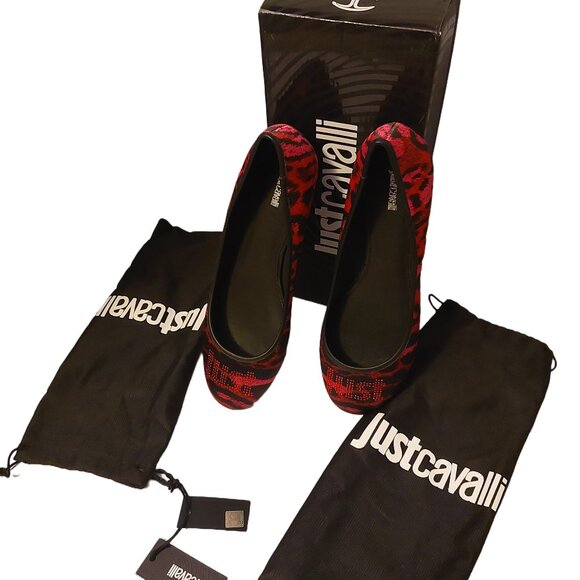 𝅺Just Cavalli Ballerina Flats Sz 41 Narrow Width A1 NWT - Picture 5 of 12